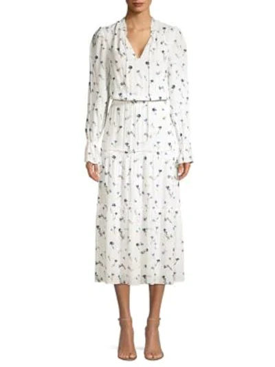 Shop Joie Waneta Tiered Floral Dress In Porcelain