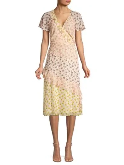 Shop Joie Orbita Silk Ruffled Floral Dress In Multi