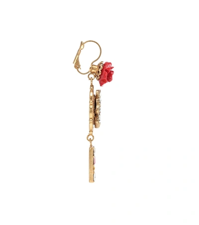 Shop Dolce & Gabbana Crystal And Resin Floral Earrings In Gold