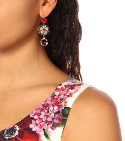 Shop Dolce & Gabbana Crystal And Resin Floral Earrings In Gold