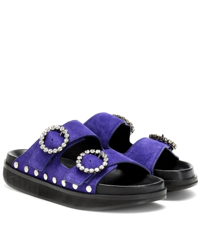 Shop Isabel Marant Noddi Embellished Suede Sandals In Purple