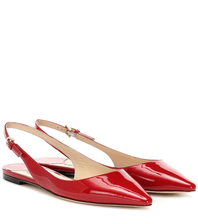 Shop Jimmy Choo Erin Leather Slingback Ballet Flats In Red