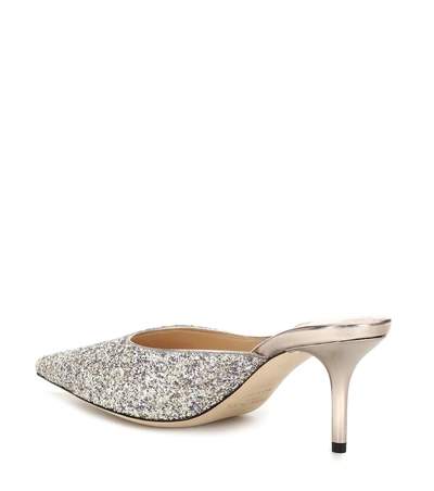 Shop Jimmy Choo Rav 65 Glitter Mules In Metallic