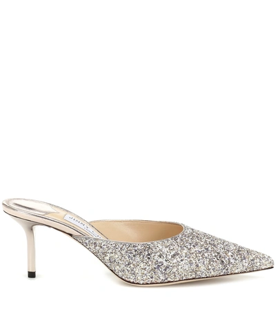 Shop Jimmy Choo Rav 65 Glitter Mules In Metallic