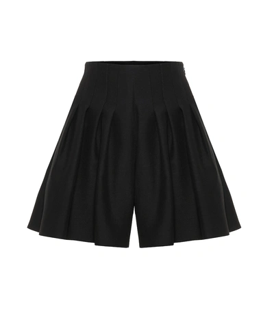 Shop Valentino Wool And Silk Shorts In Black