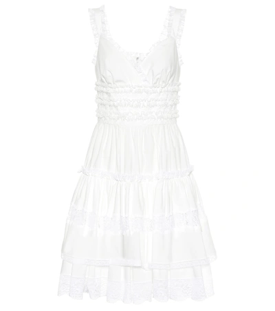 Shop Dolce & Gabbana Lace-trimmed Cotton Minidress In White