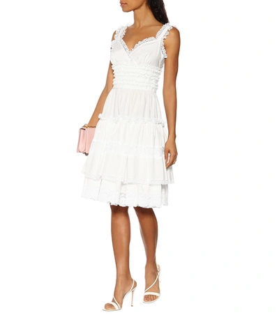 Shop Dolce & Gabbana Lace-trimmed Cotton Minidress In White