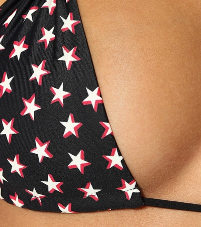 Shop Saint Laurent Star-printed Triangle Bikini Top In Black
