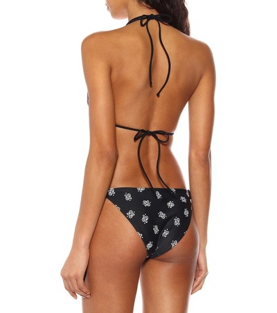 Shop Saint Laurent Paisley-printed Triangle Bikini Top In Black