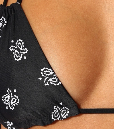 Shop Saint Laurent Paisley-printed Triangle Bikini Top In Black