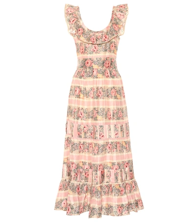 Shop Loveshackfancy Joanne Floral Silk Maxi Dress In Pink