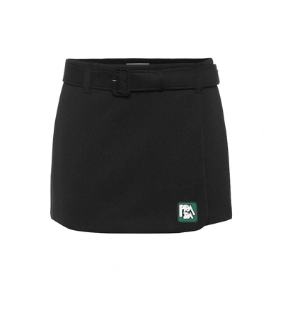 Shop Prada Technical Jersey Miniskirt In Black