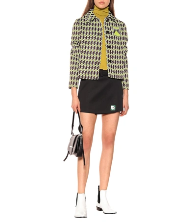 Shop Prada Technical Jersey Miniskirt In Black