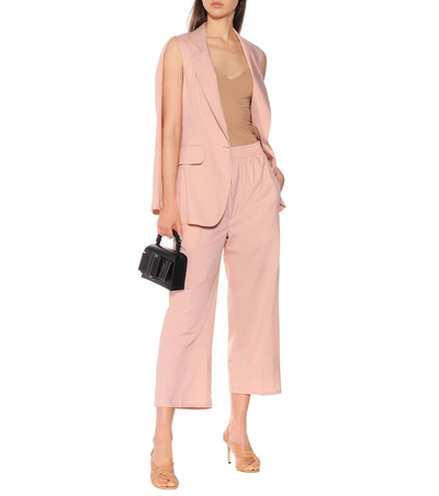 Shop Mm6 Maison Margiela Cotton-blend Cold-shoulder Blazer In Pink