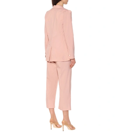 Shop Mm6 Maison Margiela Cotton-blend Cold-shoulder Blazer In Pink