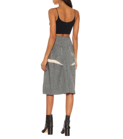 Shop Maison Margiela Wool Midi Skirt In Grey