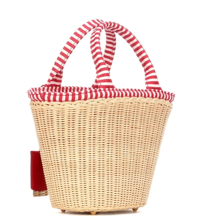 Shop Prada Straw Tote In Red