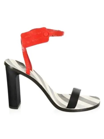 Shop Off-white Women's Zip-tie Ankle-strap Heels In Black White