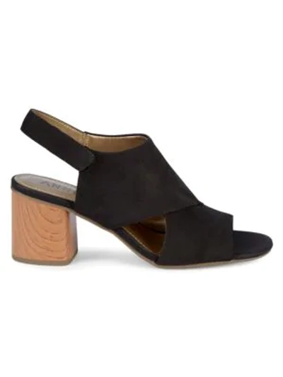 Shop Anne Klein Damaire Nubuck High Heel Sandals In Black