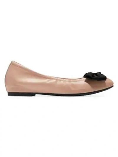 Shop Cole Haan Women's Tali Bow Leather Ballet Flats In Nude