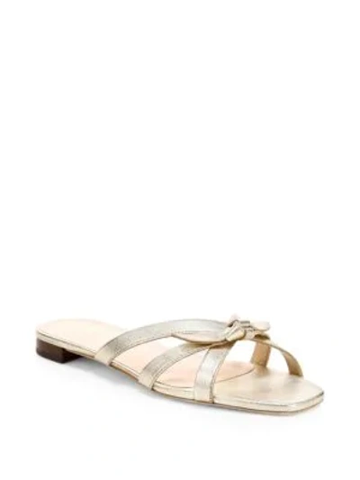 Shop Loeffler Randall Eveline Knotted Metallic Leather Flat Sandals In Champagne