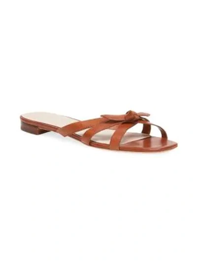 Shop Loeffler Randall Eveline Knotted Leather Flat Sandals In Cognac