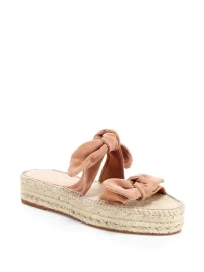 Shop Loeffler Randall Women's Daisy Two Bow Suede Espadrille Platform Sandals In Coral