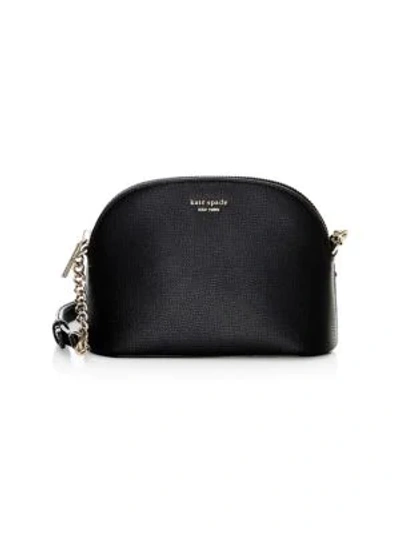 Shop Kate Spade Small Sylvia Dome Leather Crossbody Bag In Black
