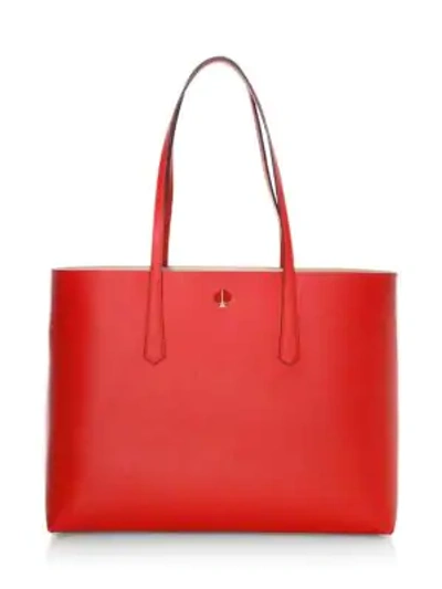 Shop Kate Spade Large Molly Leather Tote In Hot Chili