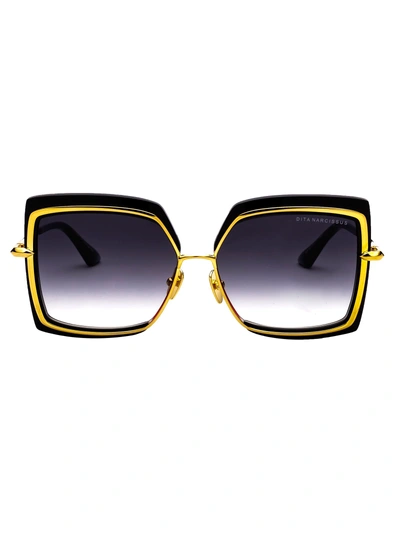 Shop Dita Sunglasses In Black/yellow Gold