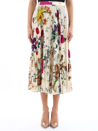 Shop Gucci Pleated Skirt Floral In Multicolor