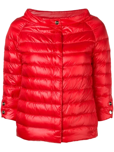 Shop Herno Quilted Metallic Jacket - Red