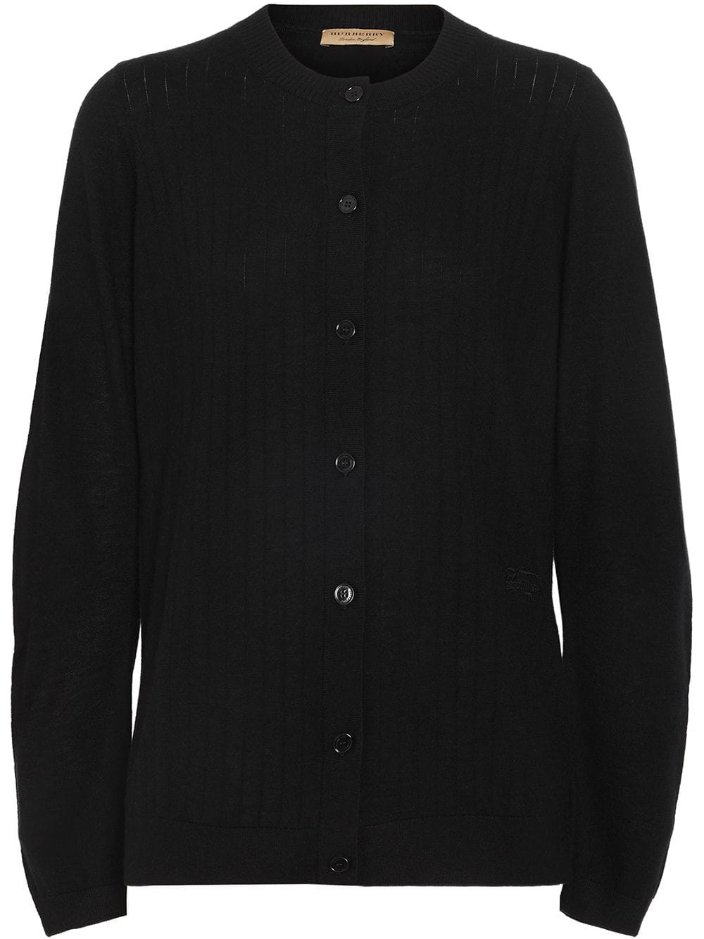 Burberry Rib Knit Cashmere Cardigan In Black | ModeSens