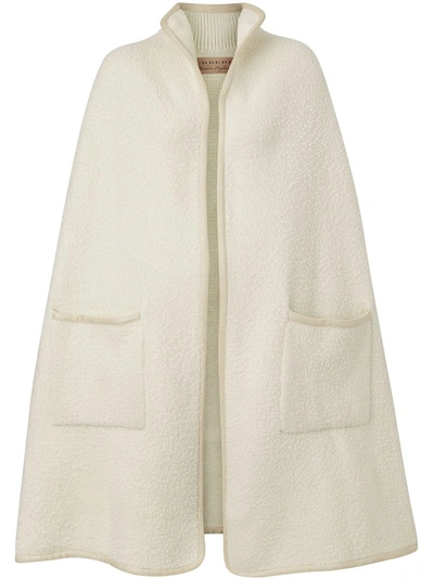 Shop Burberry Wool Fleece Cape In Neutrals