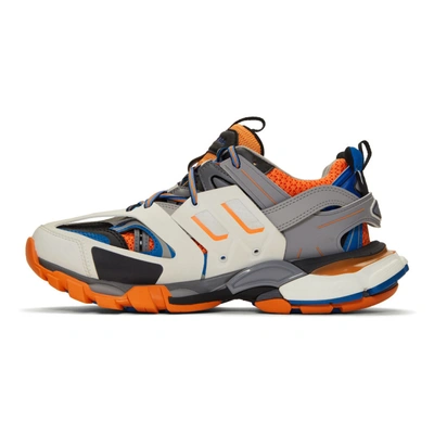 Shop Balenciaga Grey And Orange Track Sneakers In 7580 Gris/o