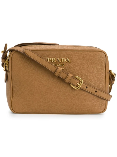 Shop Prada Textured Camera Bag - Neutrals