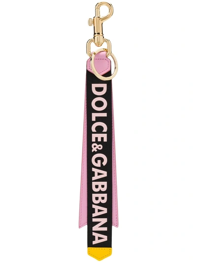 Shop Dolce & Gabbana Logo Print Keyring - Pink