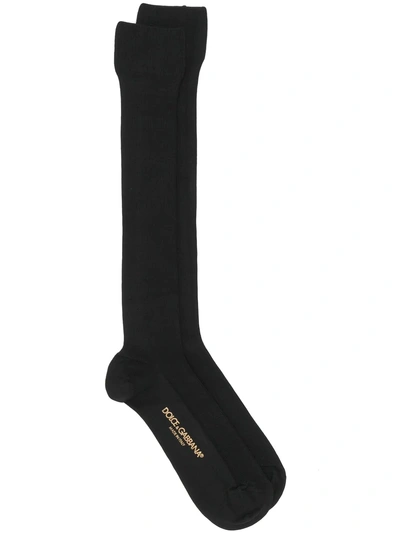 Shop Dolce & Gabbana Knee High Socks - Black