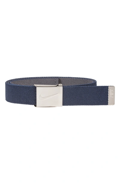 Shop Nike Reversible Web Belt In Navy Grey