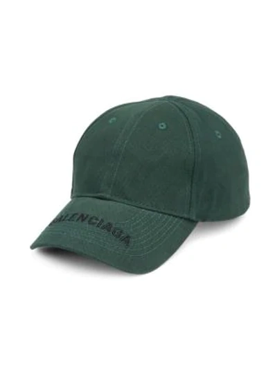 Shop Balenciaga Logo Cotton Visor Cap In Dark Green