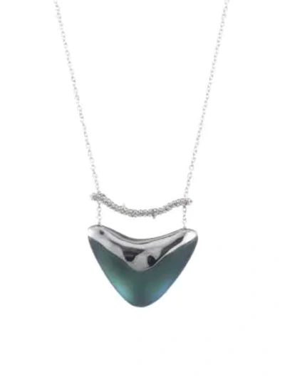 Shop Alexis Bittar Crystal Encrusted Bar & Shield Pendant Necklace In Blue