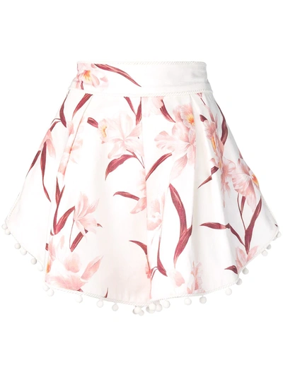 Shop Zimmermann Floral Print Shorts - White