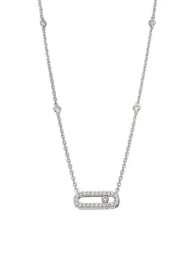 Shop Messika Move Classic 18k White Gold & Diamond Pavé Pendant Necklace