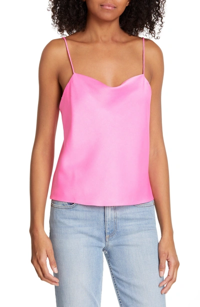 Shop Alice And Olivia Harmon Silky Camisole In Neon Pink