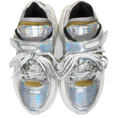 Shop Maison Margiela Silver Iridescent Retro Fit Sneakers In H5807 Silve