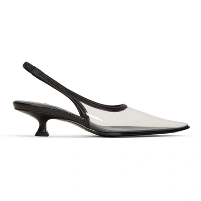 Shop Mm6 Maison Margiela Black Transparent Pvc Slingback Heels