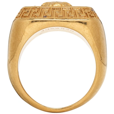 Shop Versace Gold Crystal Square Medusa Ring In Kcot Gold