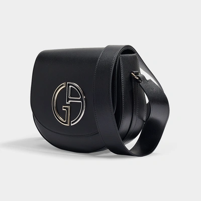 Shop Giorgio Armani | Medium Shoulder Bag In Black Calfskin In Brown