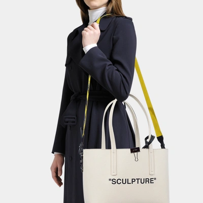 Shop Off-white Canvas Shopper Bag In Beige Canvas
