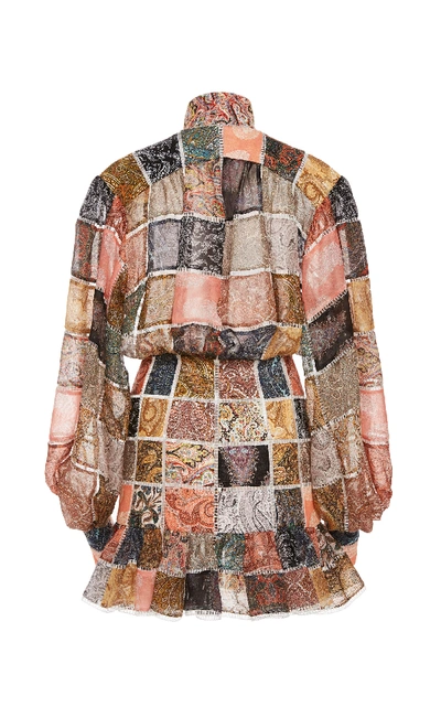 Shop Zimmermann Ninety-six Patchwork Silk Mini Dress In Print